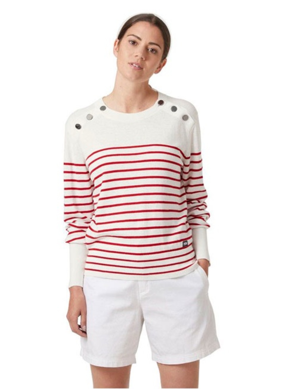 Helly Hansen Women’s Skagen Red and White Striped Organic Cotton Sweater Large